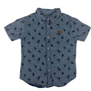 Lee Kids Boys Button Down Dinosaur Print Short Sleeve Shirt Size 5